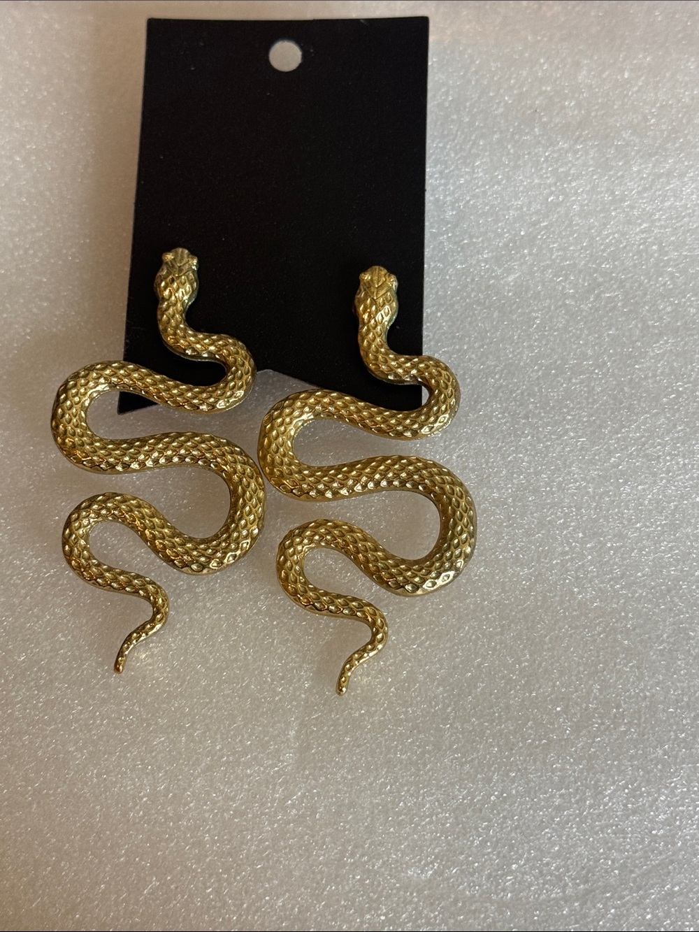 Gold Snake-Shaped Reptile  Earrings - Gold